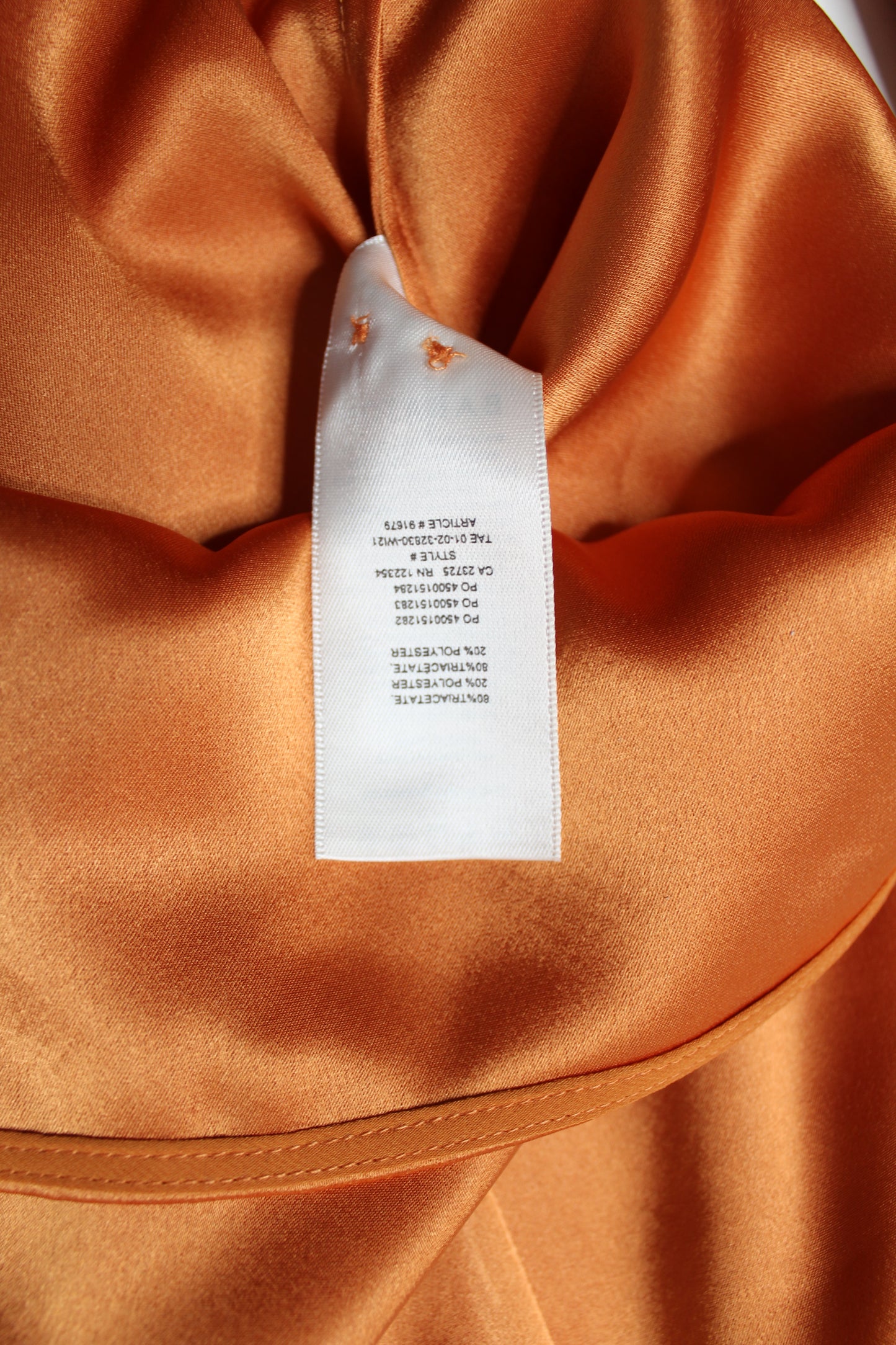 Aritzia Babaton orange satin button up blouse, size small (price reduced: was $30)