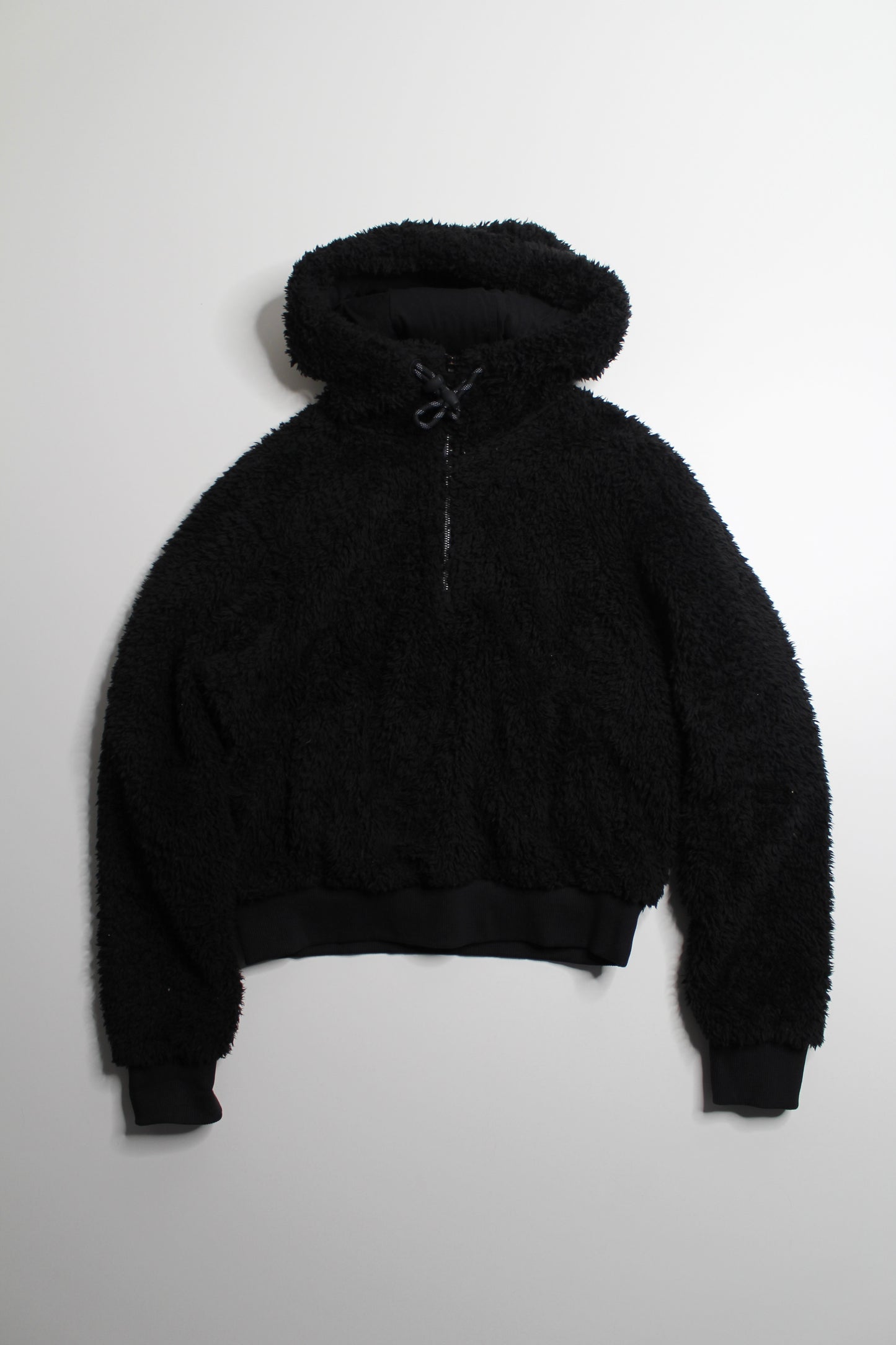 Lululemon black oh so sherpa 1/2 zip pullover hoodie, size 6 (loose fit)