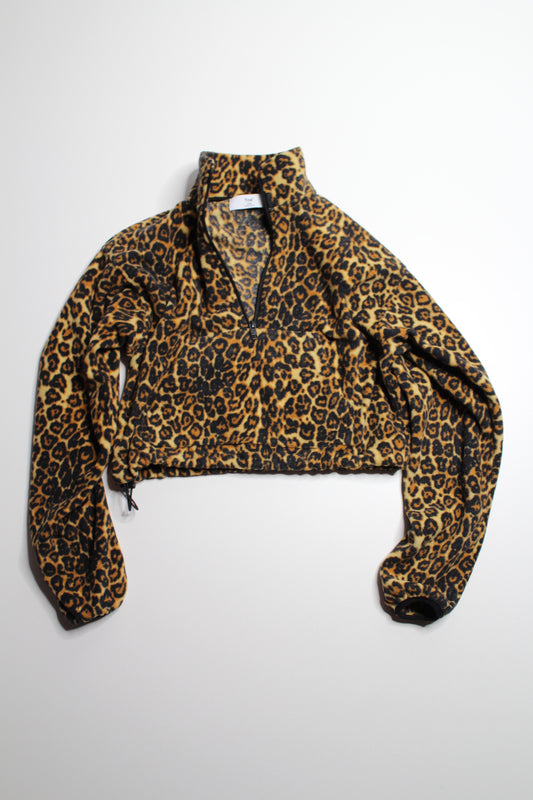 Aritzia TNA leopard fleece 1/4 zip sweatshirt, size xxs (loose fit) (fits xxs/xs)
