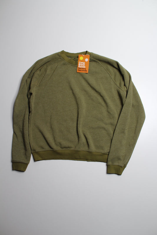 Camp Brand Goods olive crew neck sweater, size large *new with tags (additional 10% off)