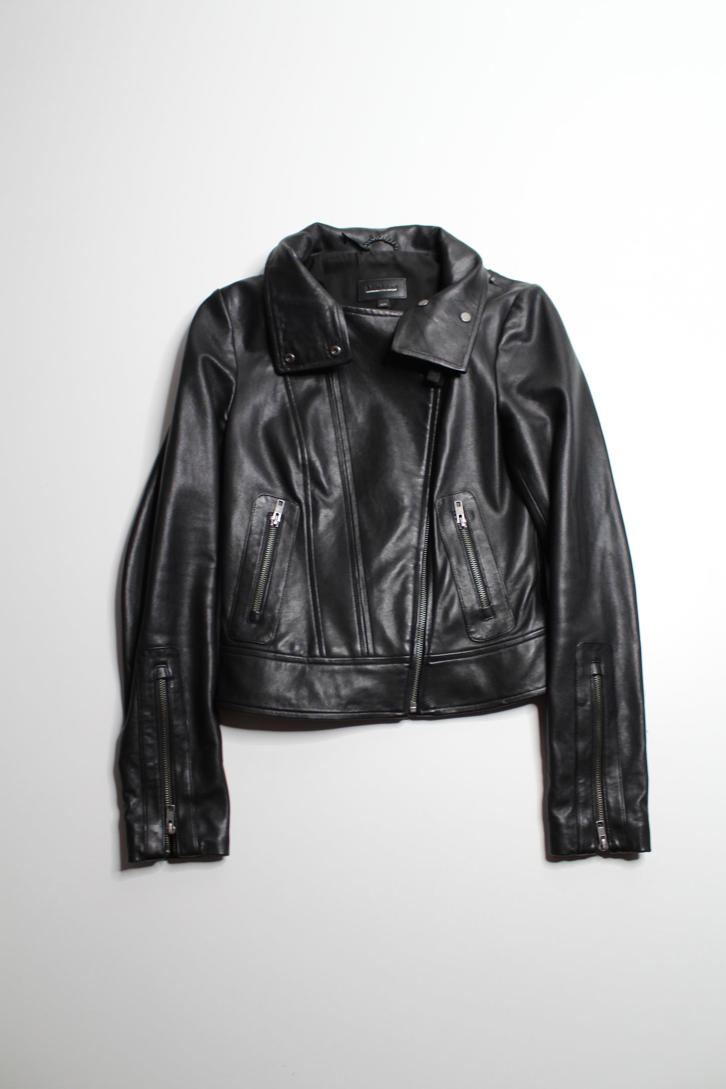Mackage black leather jacket, size xs (sale: 10% off)