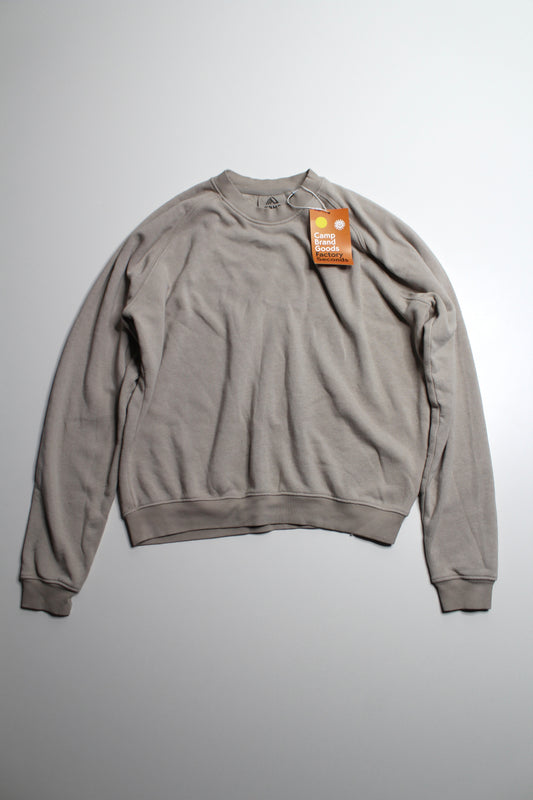 Camp Brand Goods beige crew neck fleece sweater, size small (relaxed fit) *new with tags