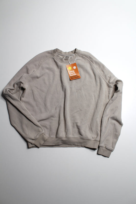 Camp Brand Goods beige crew neck fleece sweater, size medium (relaxed fit) *new with tags (was $50)