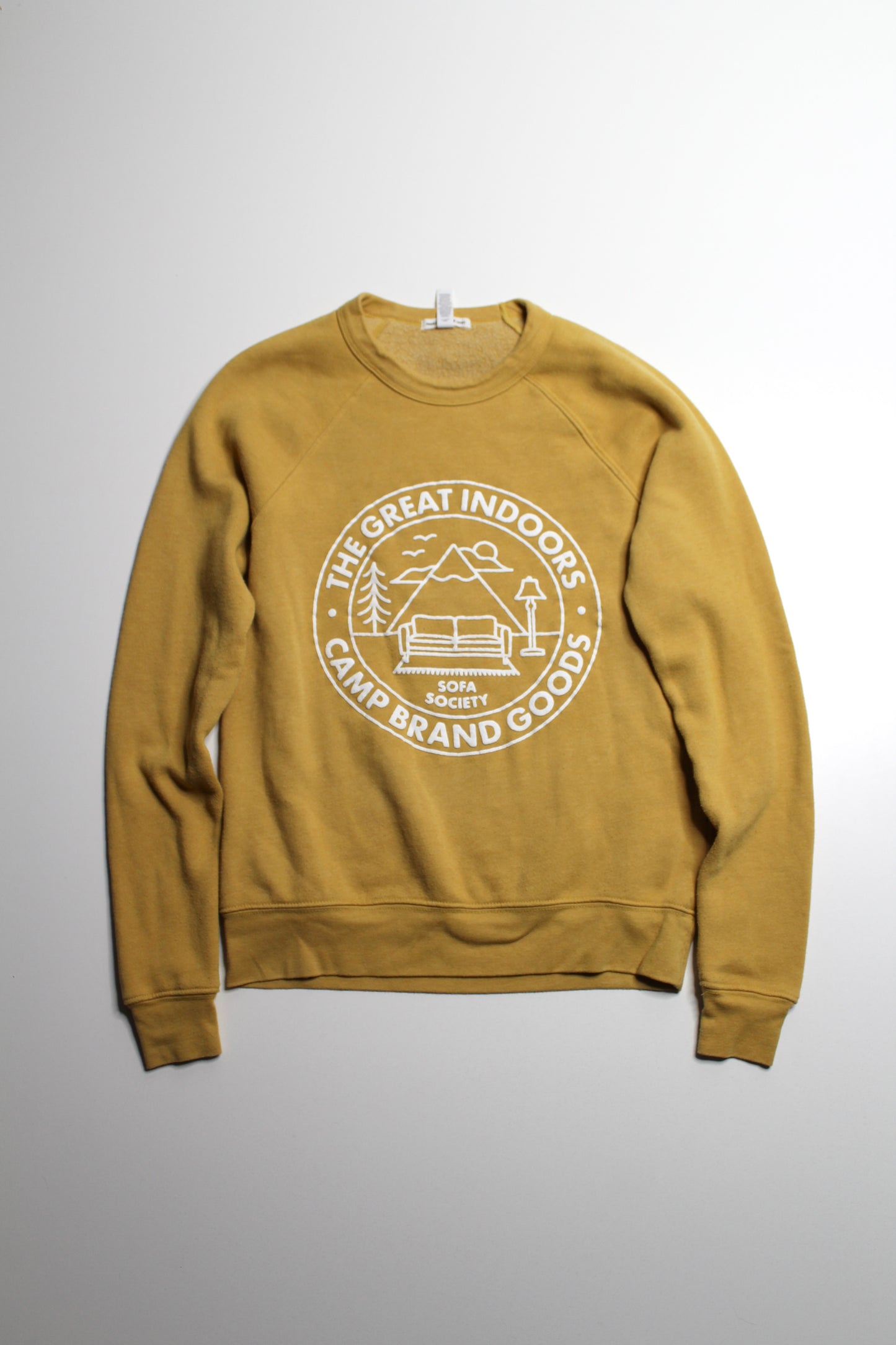 Camp Brand Goods mustard 'the great indoors' sweater, size xs (relaxed fit) (additional 50% off)