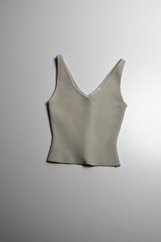 Aritzia Babaton matte pearl 'sculpt knit' v neck tank, size xs