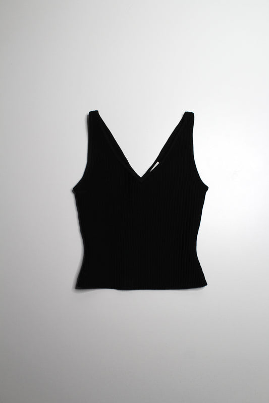 Aritzia Babaton black 'sculpt knit' v neck tank, size xs