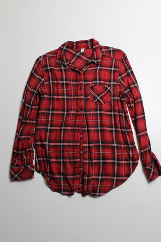 B.P. (Nordstrom) red plaid flannel long sleeve, size xs (loose fit) (price reduced: was $25)
