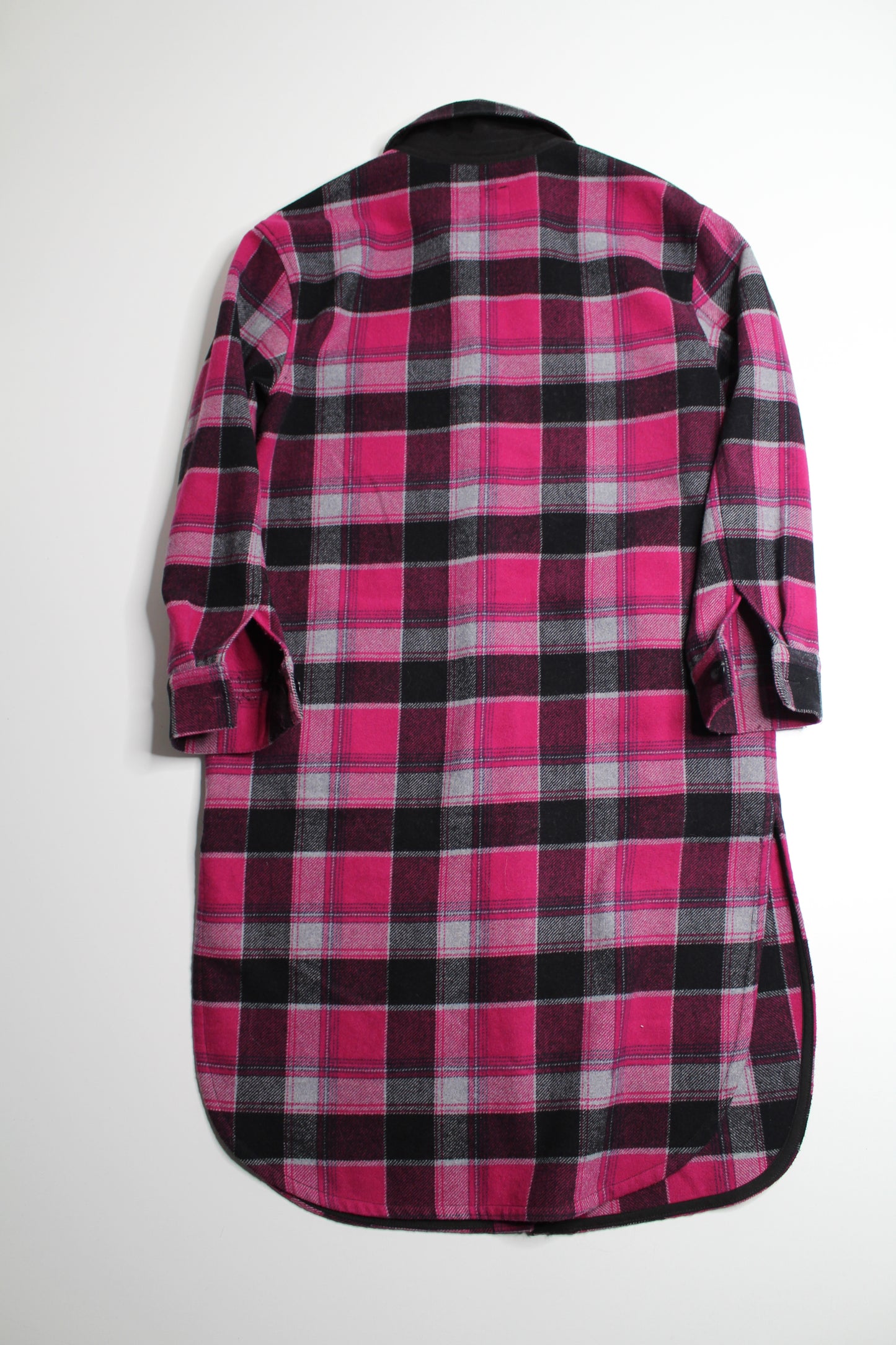 Anthropologie Sanctuary Cora pink/black plaid long shacket, size small (oversized fit)