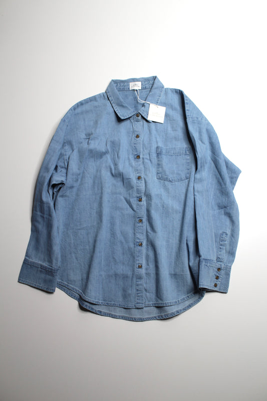 One Wednesday x Jilly Box chambray button up long sleeve, size XL *new with tags