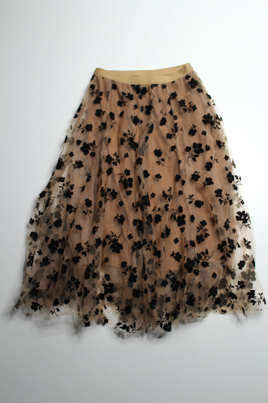 Chic Wish caramel posy double layered tulle midi skirt, size L/XL (sale: was $30)