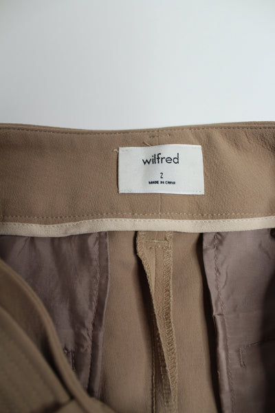 Aritzia wilfred tan tie front pant, size 2