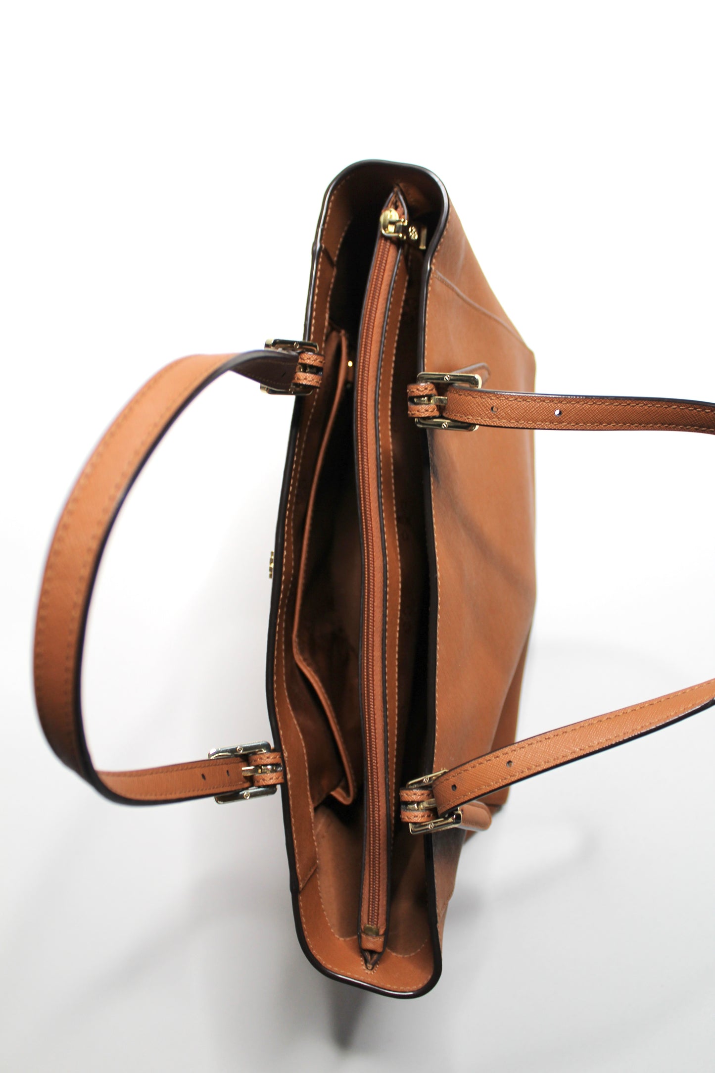 Tory Burch camel leather medium sized laptop tote