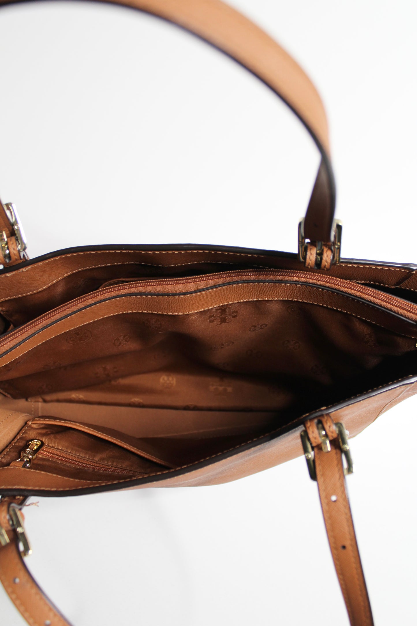 Tory Burch camel leather medium sized laptop tote