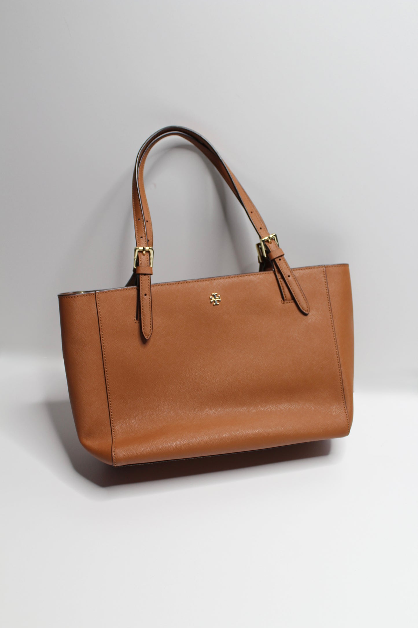 Tory Burch camel leather medium sized laptop tote