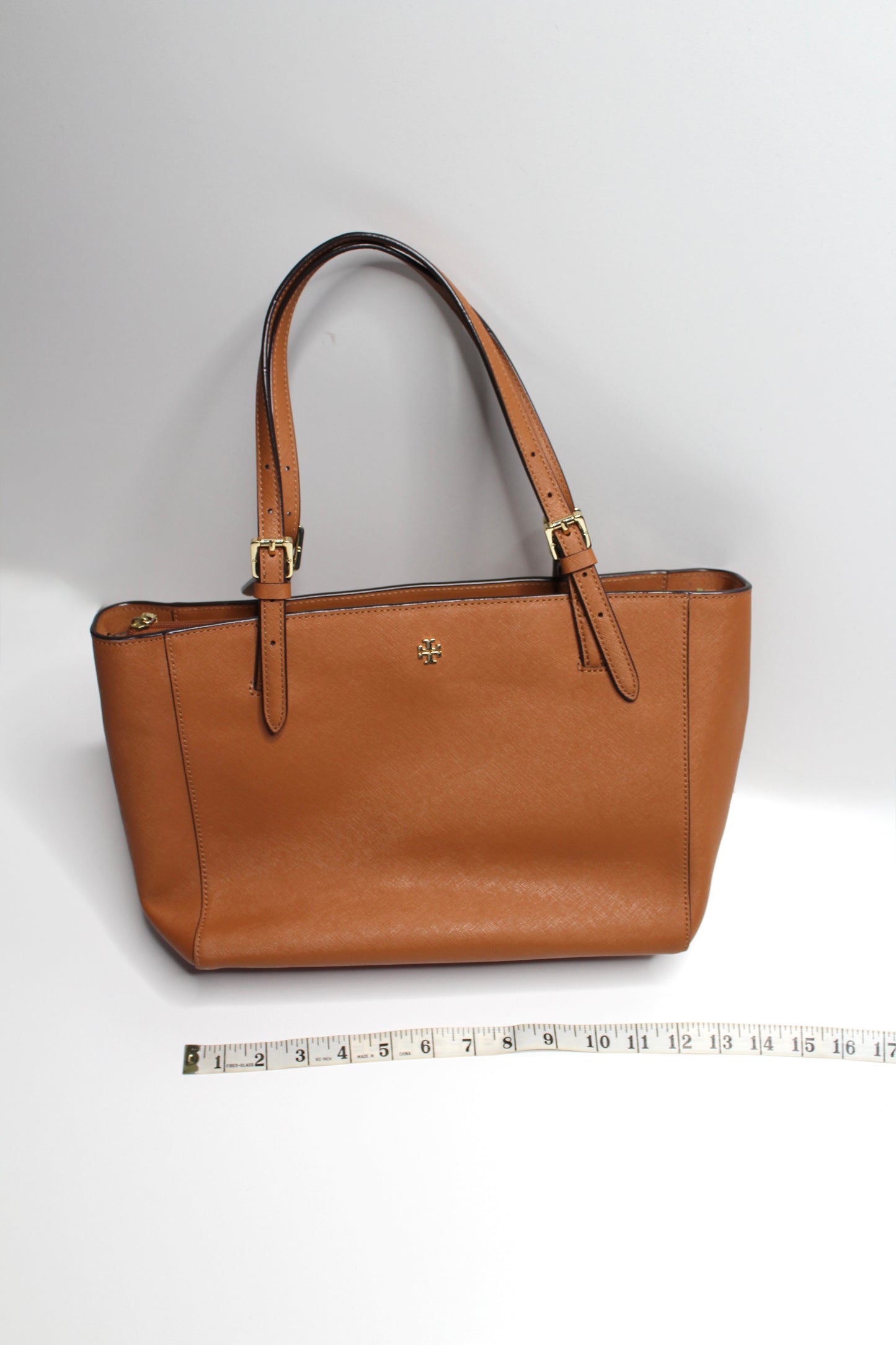 Tory Burch camel leather medium sized laptop tote
