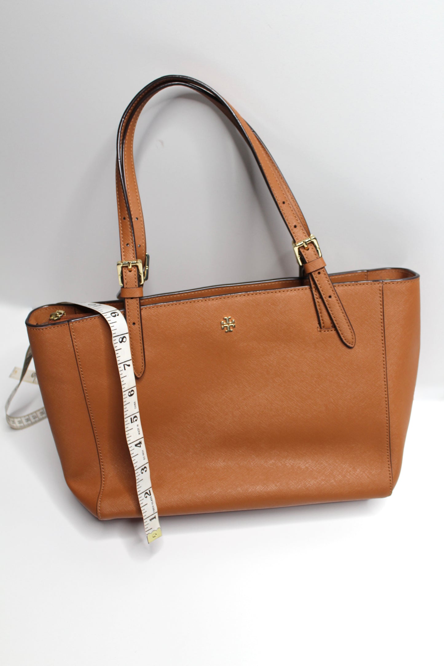 Tory Burch camel leather medium sized laptop tote