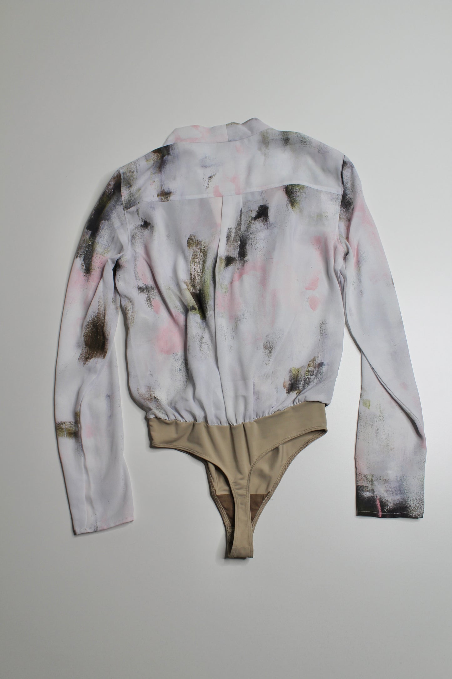 Aritzia babaton ambrose frost/pink dream bodysuit blouse, size xs (price reduced: was $48)