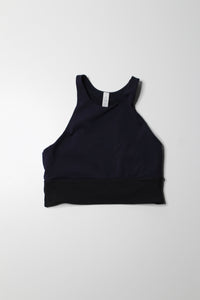 Lululemon midnight navy/black ‘back in action’ bra, size 8 *high neck