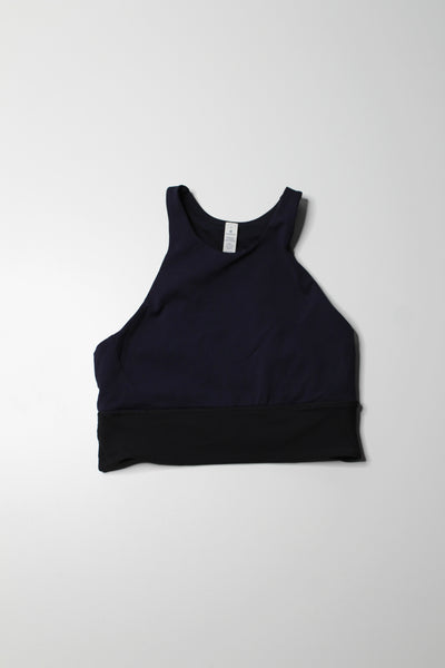 Lululemon midnight navy/black ‘back in action’ bra, size 8 *high neck