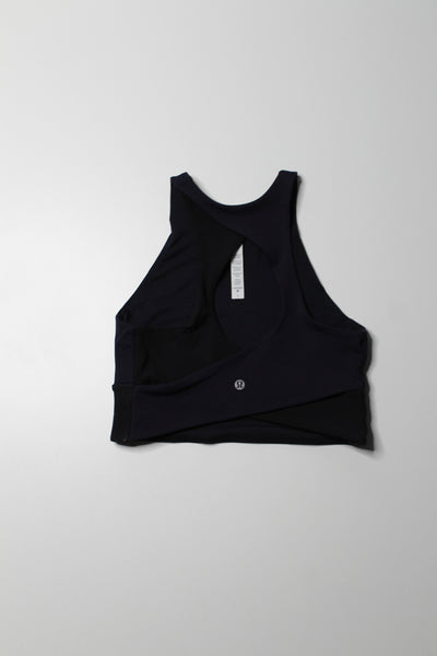 Lululemon midnight navy/black ‘back in action’ bra, size 8 *high neck