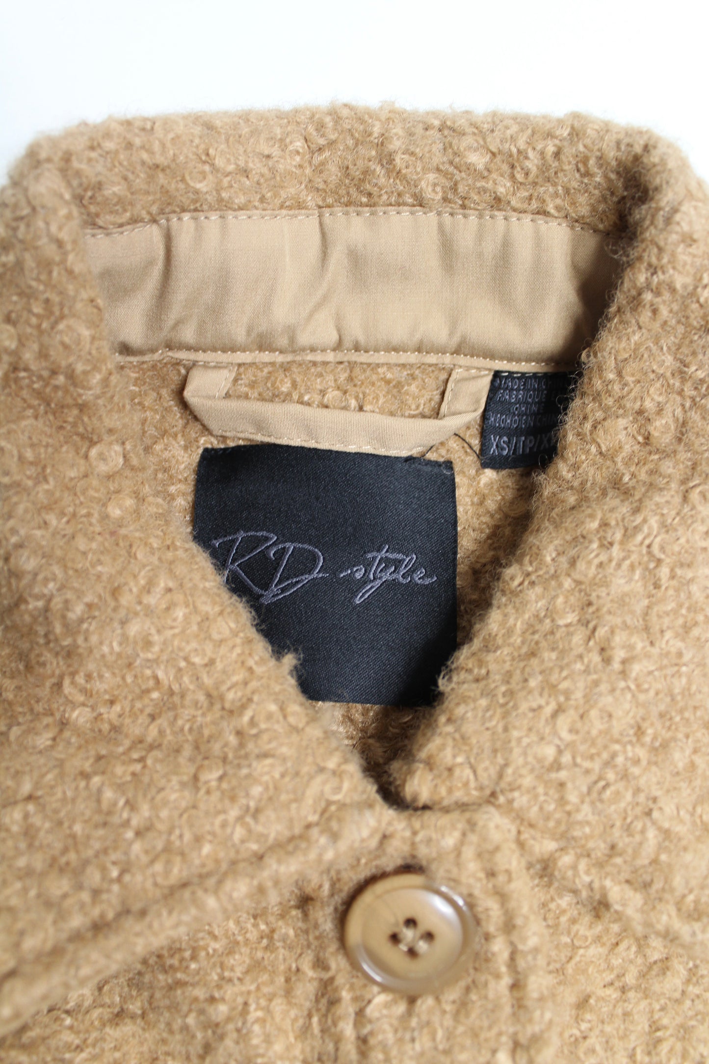 RD Style camel teddy shacket, size xs (oversized fit) (additional 30% off)