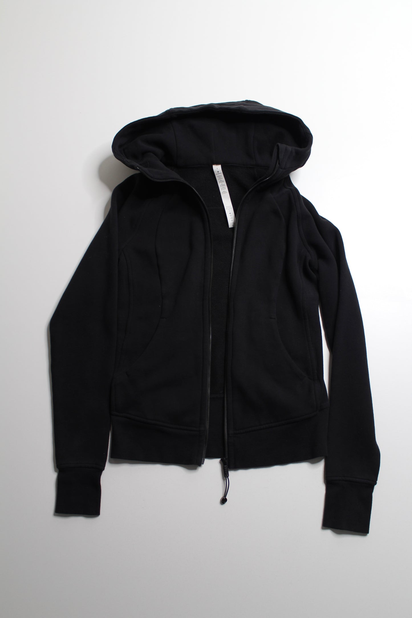 Lululemon black ‘scuba’ full zip hoodie, size 4 *light cotton fleece