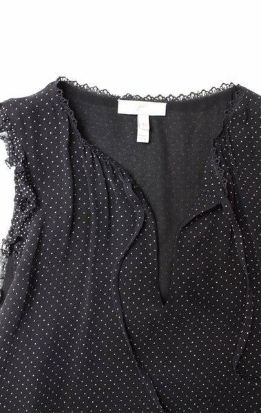 Joie black polka dot cici sleeveless blouse, size xs (loose fit)