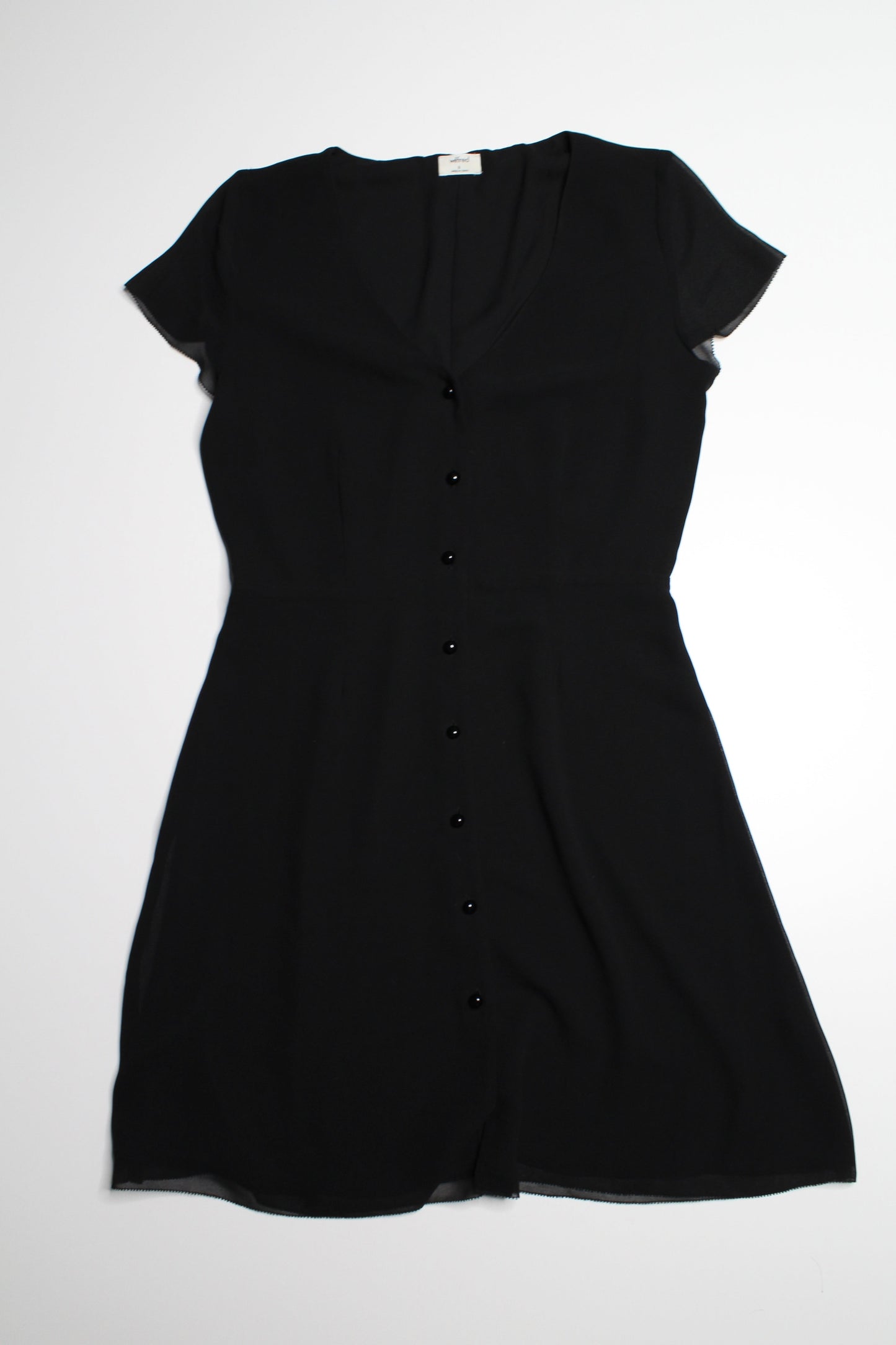 Aritzia wilfred black button front short sleeve dress, size 0 (xs) (additional 50% off)