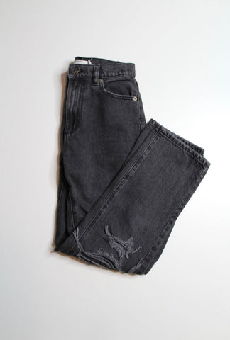 Garage black wash distressed straight leg jeans, size 24