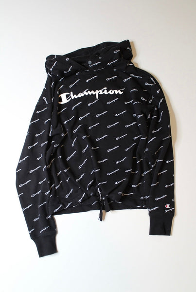 Champion black logo hoodie, size small (loose fit) (price reduced: was $25)