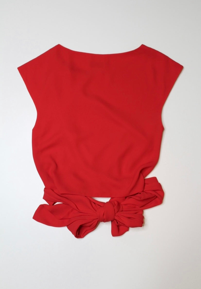 Aritzia babaton red short sleeve cropped blouse, size xs (price reduced: was $36)