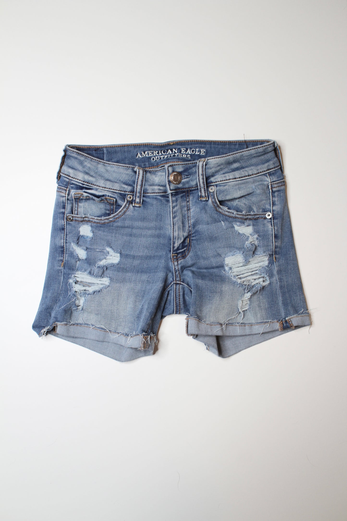 American Eagle hi-rise shortie denim shorts, size 2 (additional 50% off)