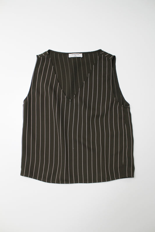 Aritzia babaton brown pinstripe murphy sleeveless blouse, size xxs 