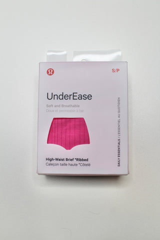 Lululemon sonic pink high rise under ease ribbed brief, size small *new in box