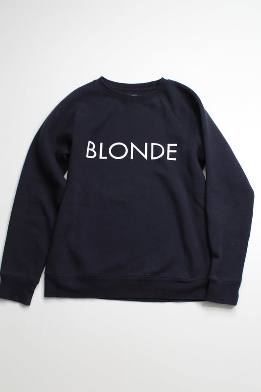 Brunette The Label navy 'BLONDE' sweater, size s/m