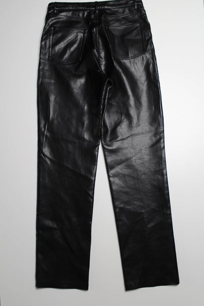 Aritzia wilfred black melina faux leather straight leg pant, size 10