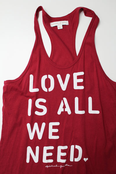 Spiritual Gangster red love is all you need tank, size small