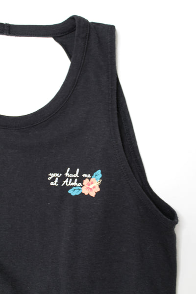 Spiritual Gangster black you had me at aloha tank, size small (price reduced: was $15)