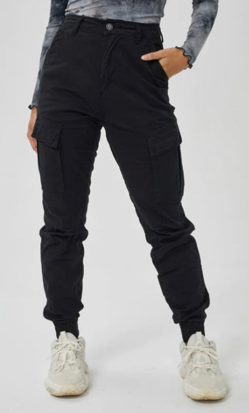 Kuwallatee black cargo jogger, size xs (price reduced: was $48)