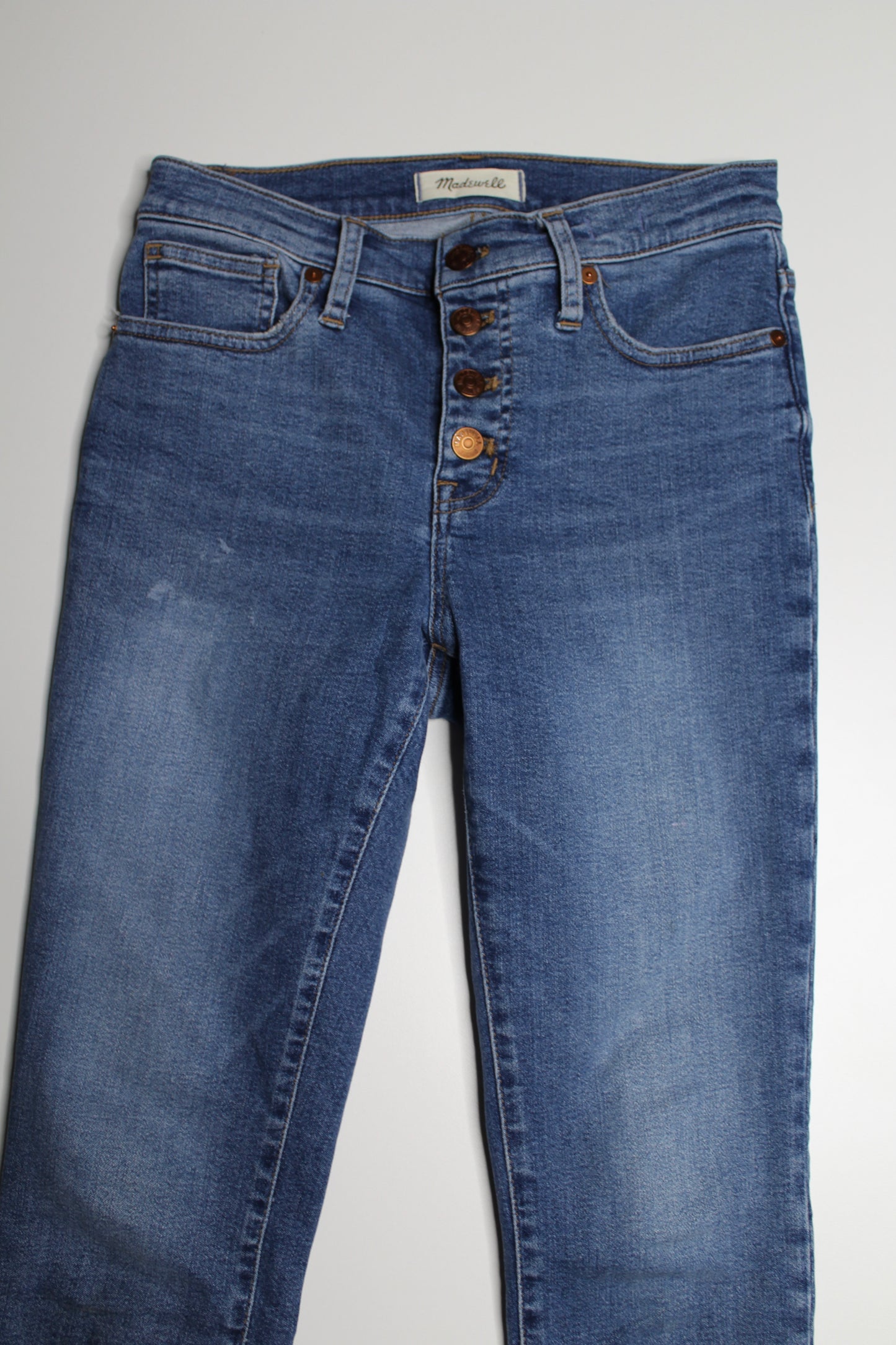 Madewell 9” mid rise skinny crop jeans, size 26 (25”)