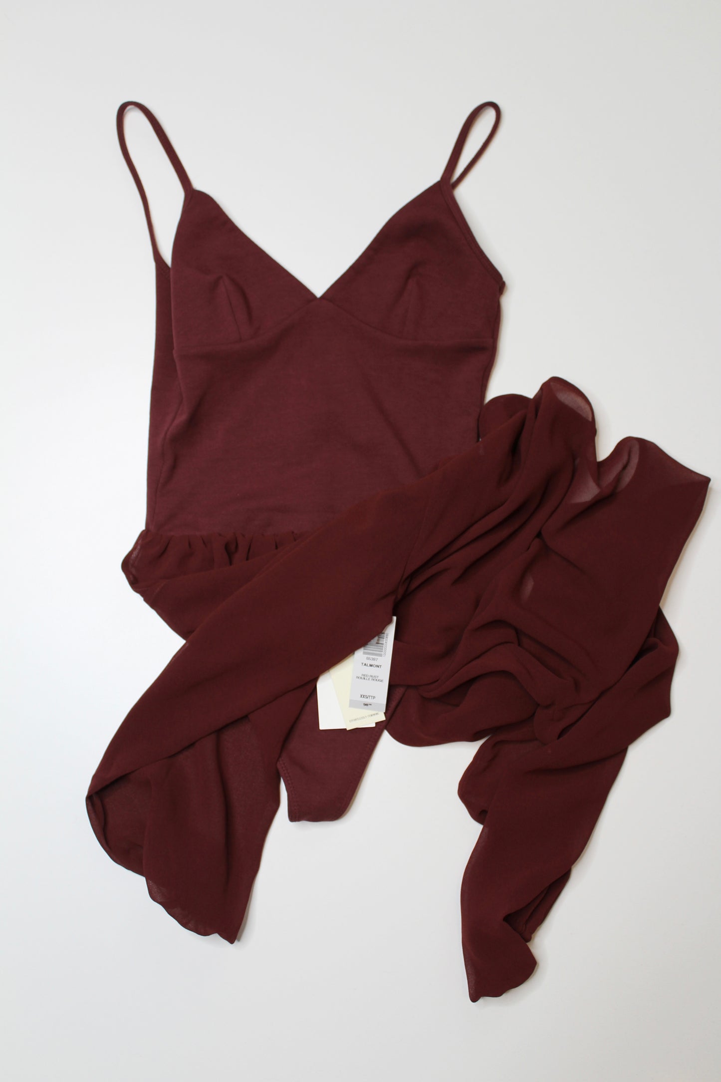 Aritzia wilfred deep maroon talmont bodysuit blouse, size xxs *new with tags (price reduced: was $68)