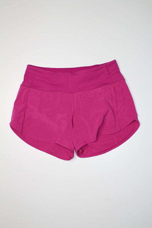 Lululemon ripened raspberry 'speed up' shorts, size 4 (4”)