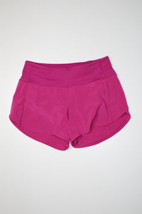 Lululemon ripened raspberry speed up shorts, size 4 (4”)