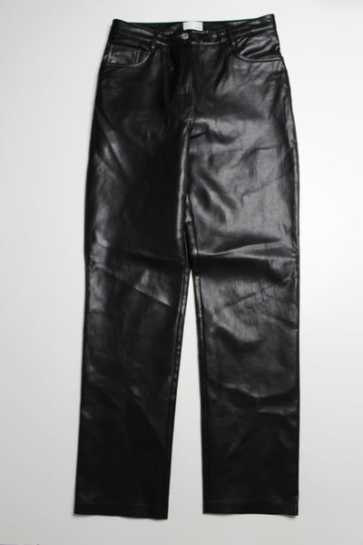 Aritzia wilfred black melina faux leather straight leg pant, size 10