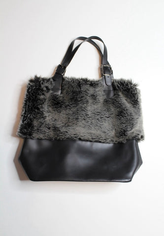 Simons black faux fur medium size tote (price reduced: was $25) (additional 50% off)