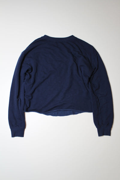 Spiritual Gangster navy namaste cropped sweater, size small (loose fit) (price reduced: was $36)