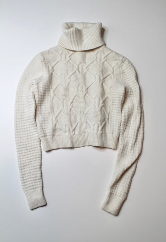 Club Monaco cream cropped knit turtleneck sweater, size small (price reduced: was $58)
