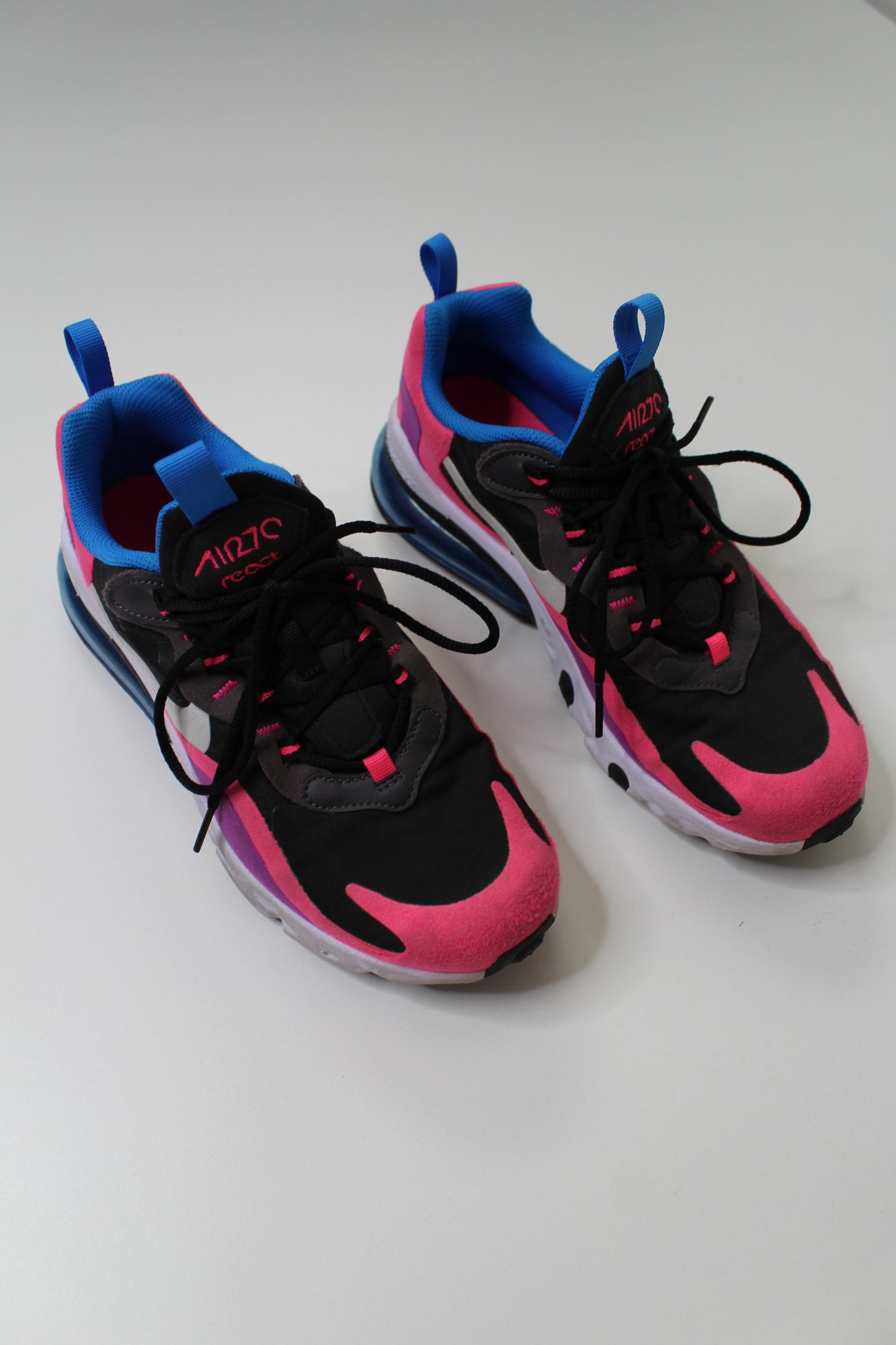 Nike air max react 270 hyper pink running shoes, youth size 5.5/ Euro 38 (fits women 7/7.5) (additional 30% off)