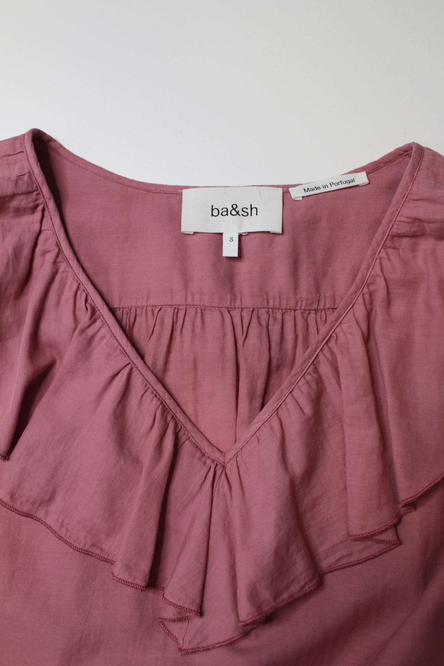 Ba&sh dusty rose ruffle blouse, size small