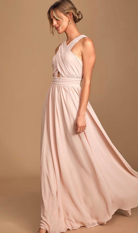 Lulus Divine Inspiration blush halter maxi bridesmaid/grad gown, size medium *new with tags (additional 50% off)